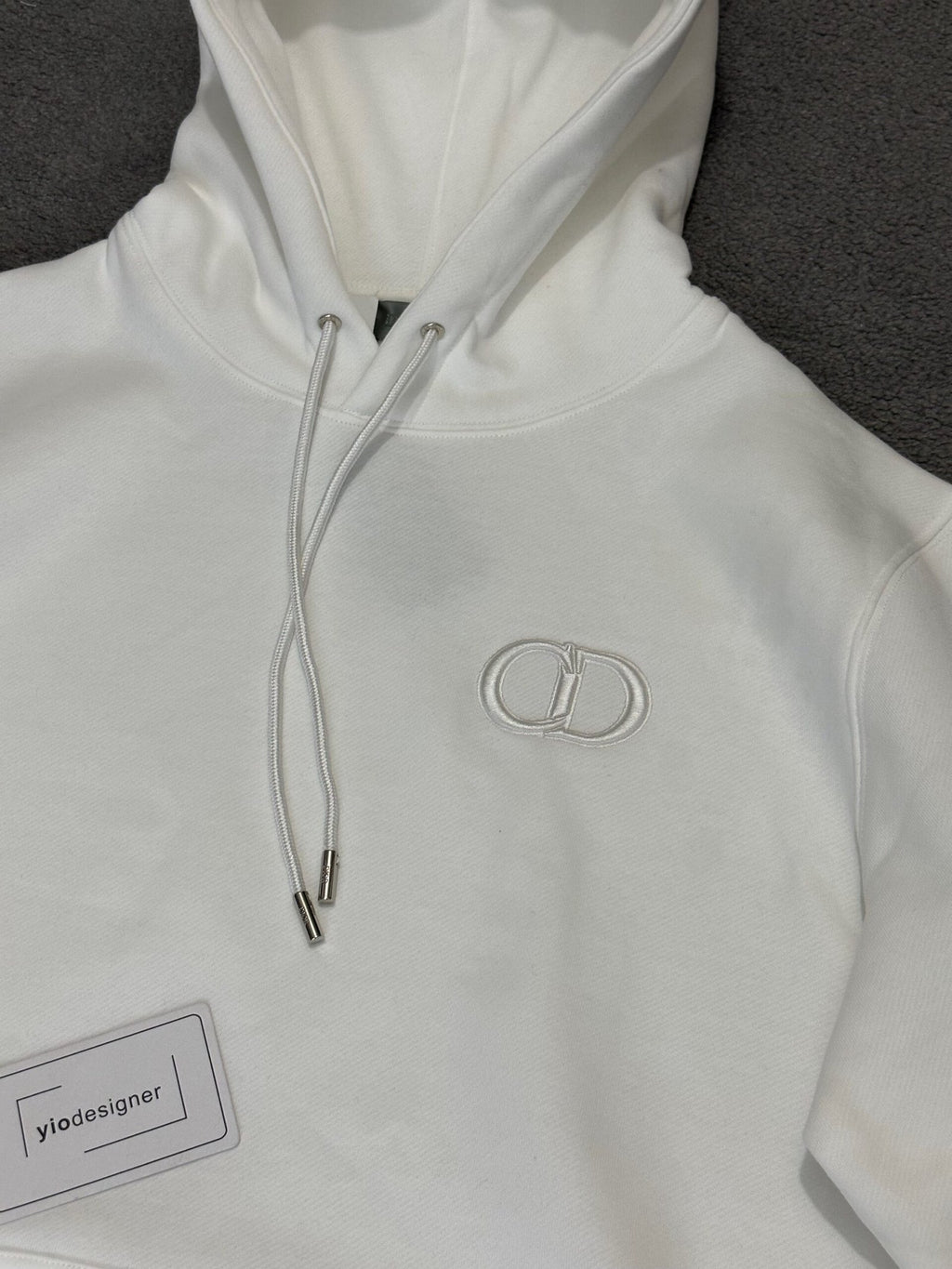 Dior | Dior CD hoody white | Detail Shot | yiodesigner.co.uk