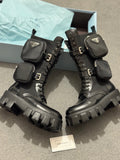 Prada | Prada Monolith 55mm Pouch Tall Boots | Size 4 | Front View | yiodesigner.co.uk
