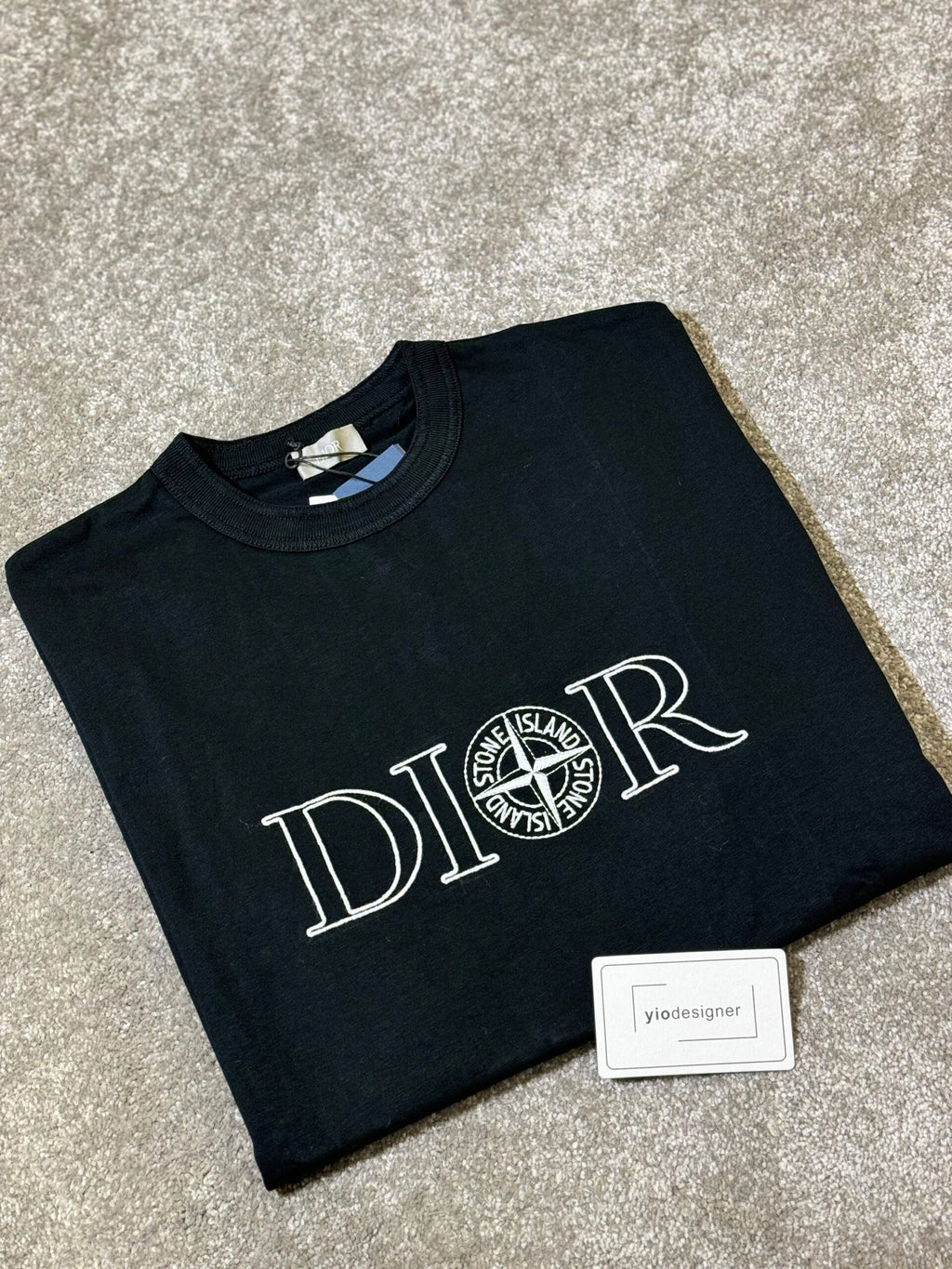 Stone Island | Dior x stone island t-shirt Black | Close-Up | yiodesigner.co.uk