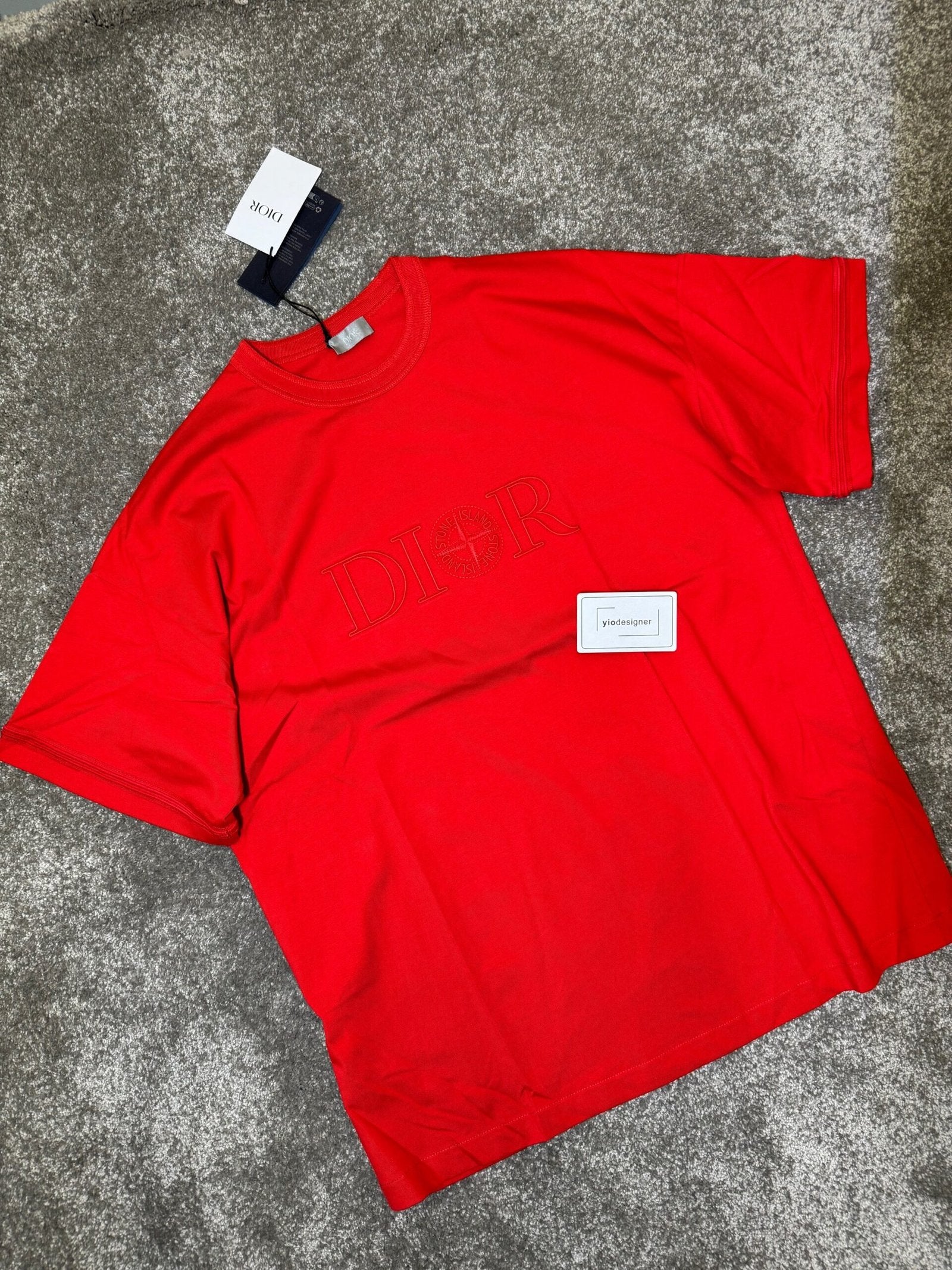 Stone Island | Dior x stone island t-shirt Red | Size L | Back View | yiodesigner.co.uk