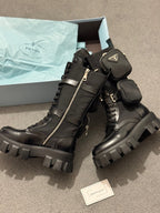 Prada | Prada Monolith 55mm Pouch Tall Boots | Detail Shot | yiodesigner.co.uk