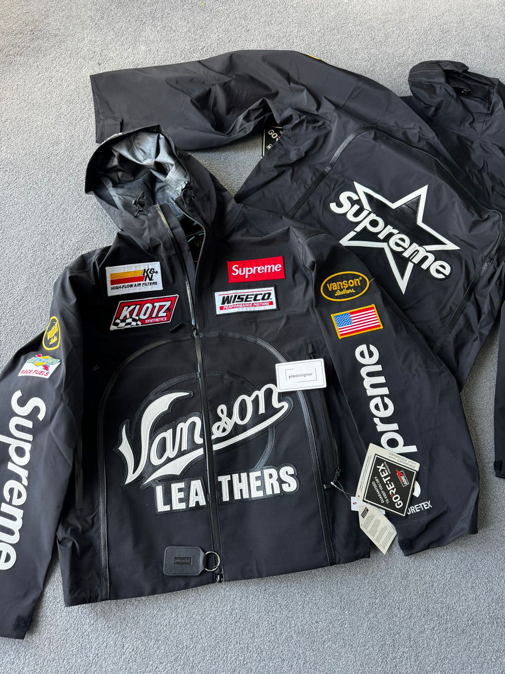 SUPREME X VANSON LEATHERS GORE-TEX SHELL JACKET BLACK