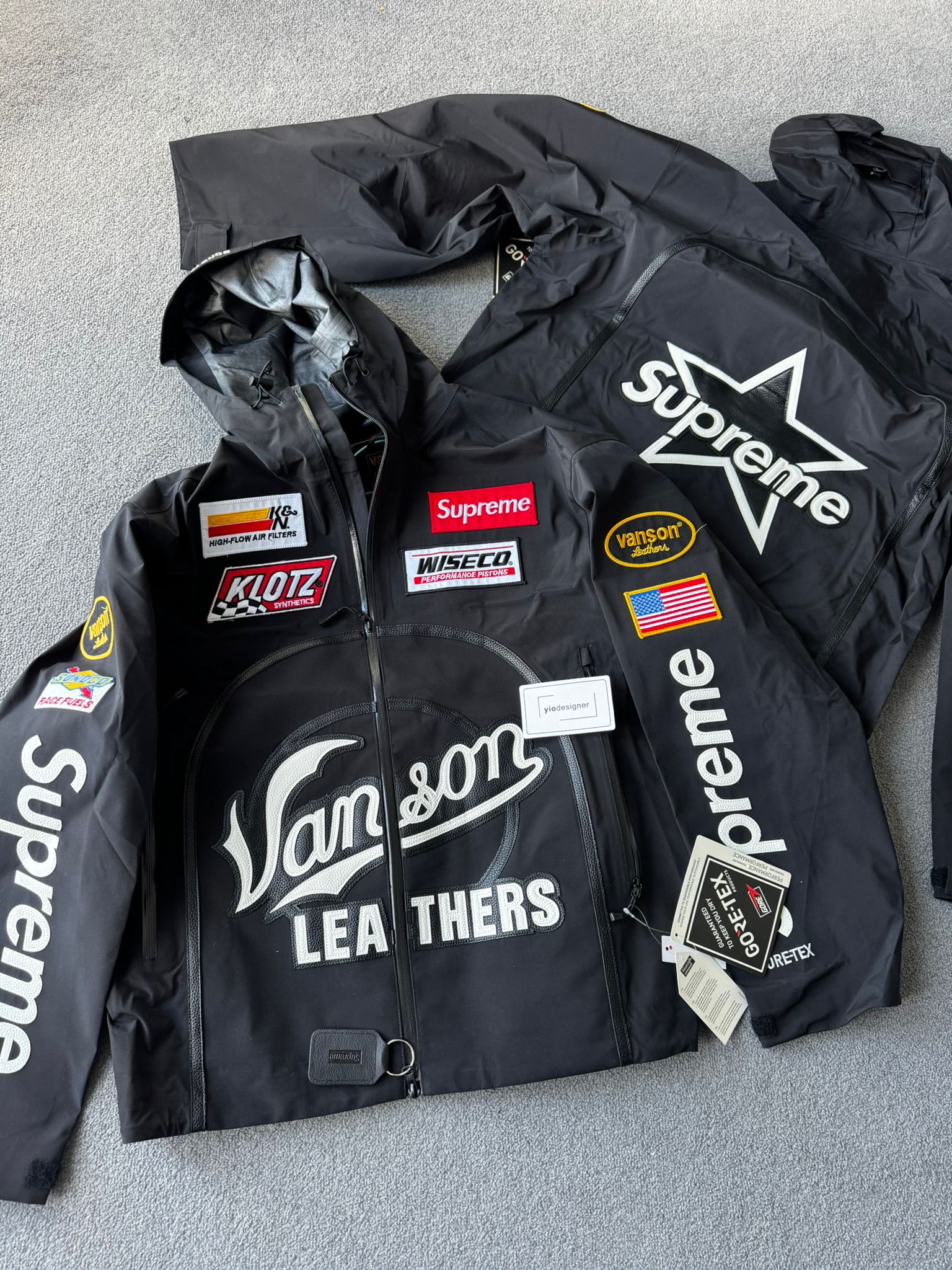 SUPREME X VANSON LEATHERS GORE-TEX SHELL JACKET BLACK