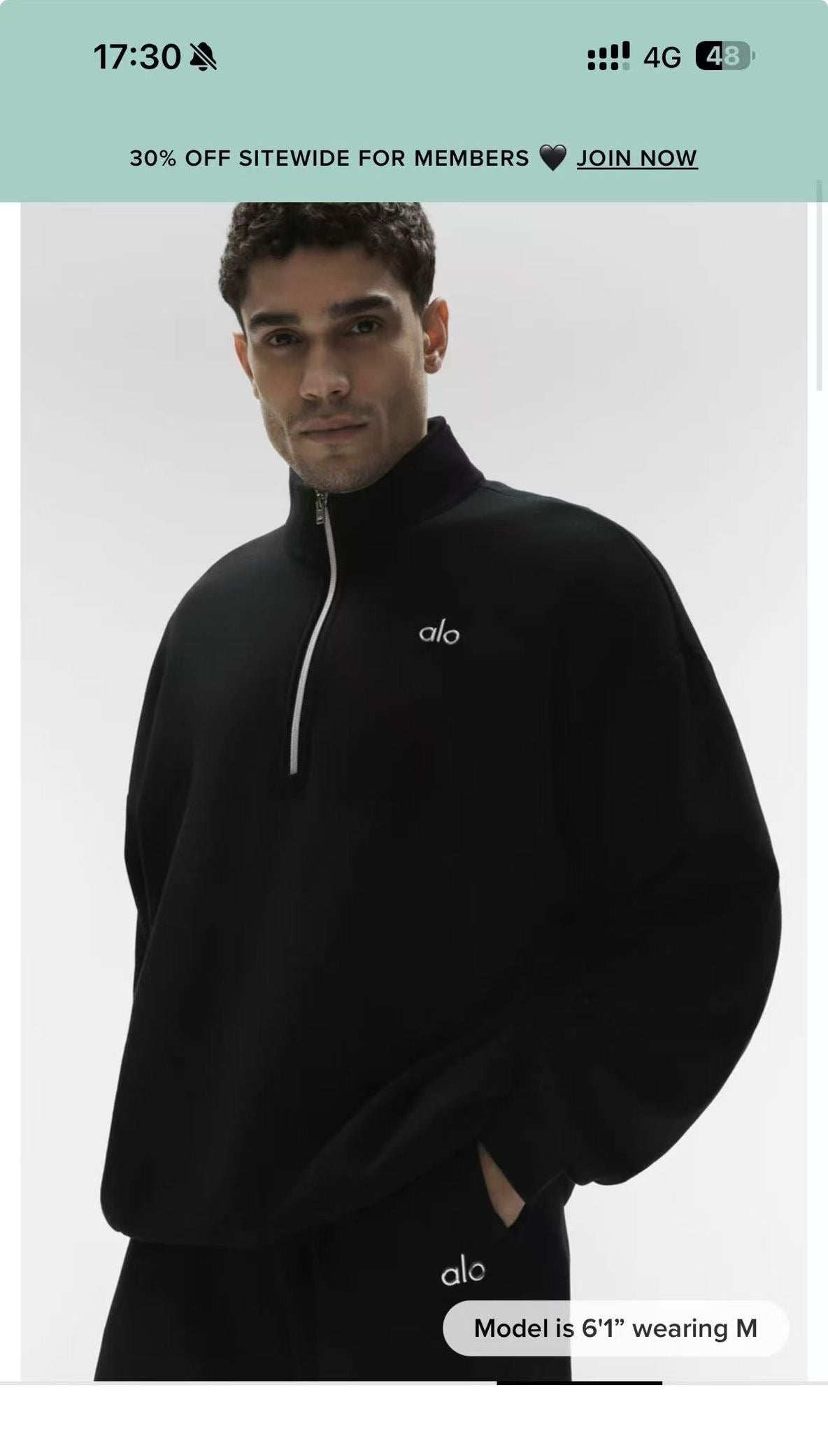 Alo full tracksuit black quarter zip