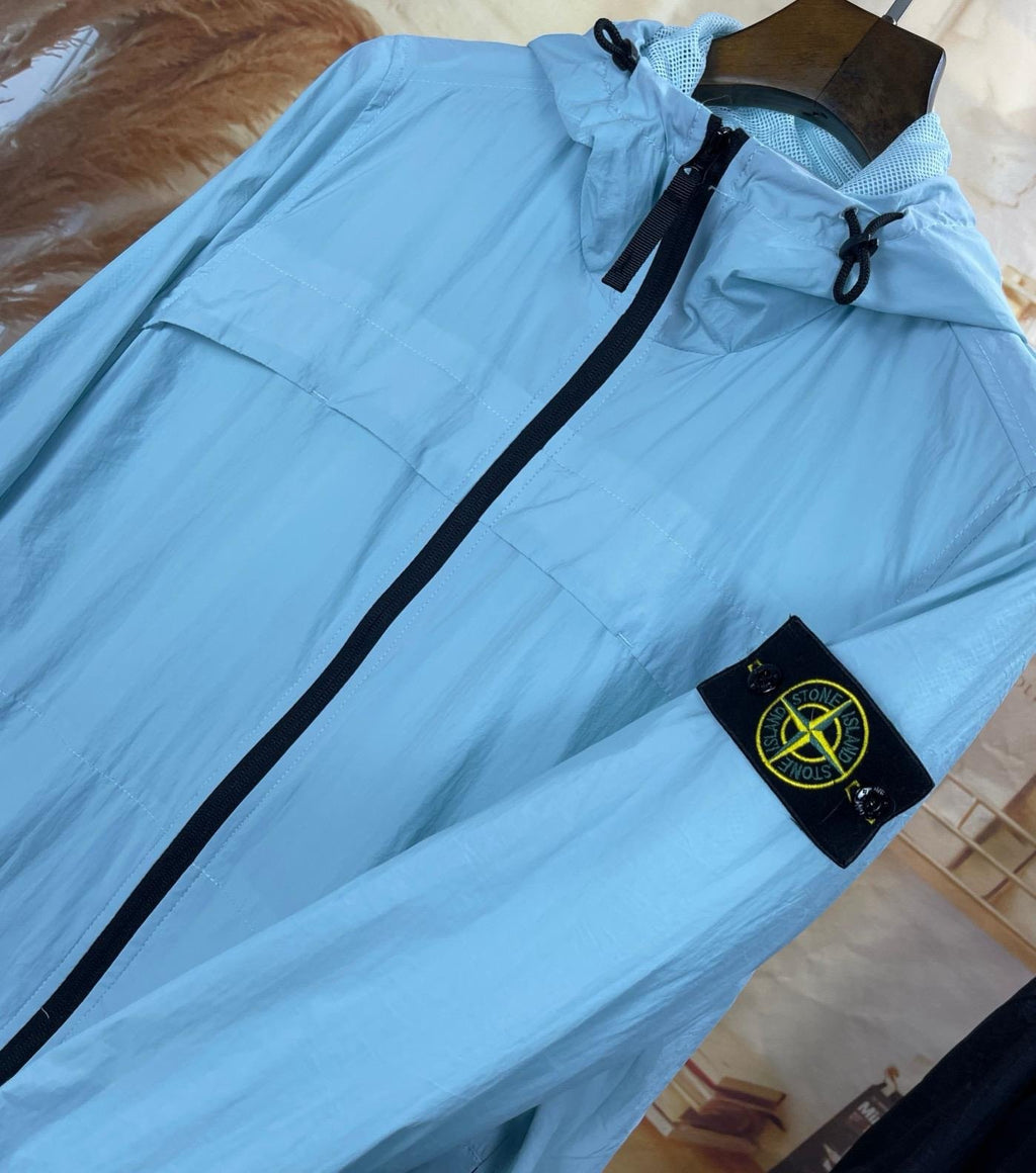 Stone Island | Stone island windbreaker baby blue | Lifestyle Shot | yiodesigner.co.uk