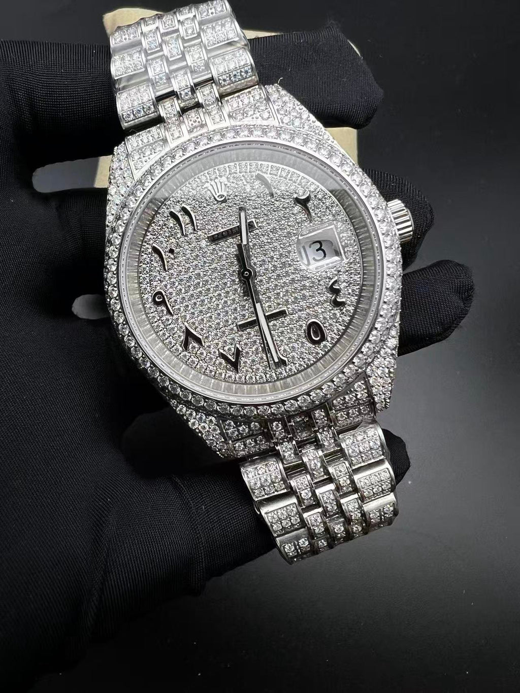 Rolex | Rolex watch top quality moissanite | Front View | yiodesigner.co.uk