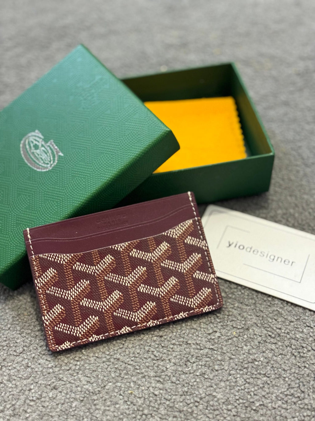 Goyard | Goyard card holder chocolate | Front View | yiodesigner.co.uk