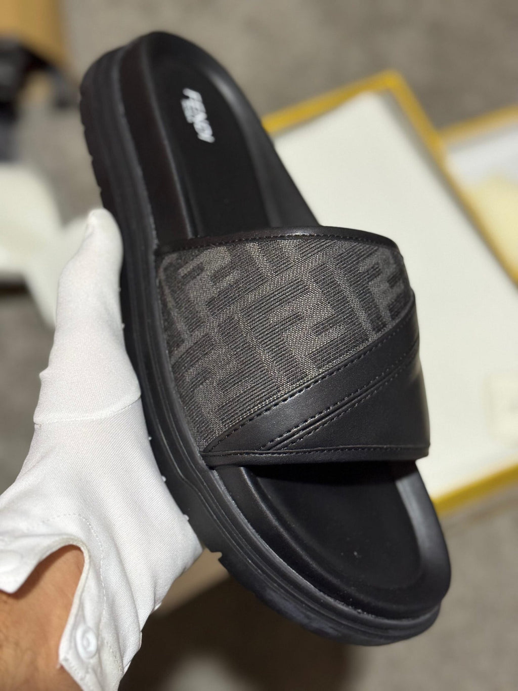 Fendi | Fendi slider | Size 12 | Lifestyle Shot | yiodesigner.co.uk