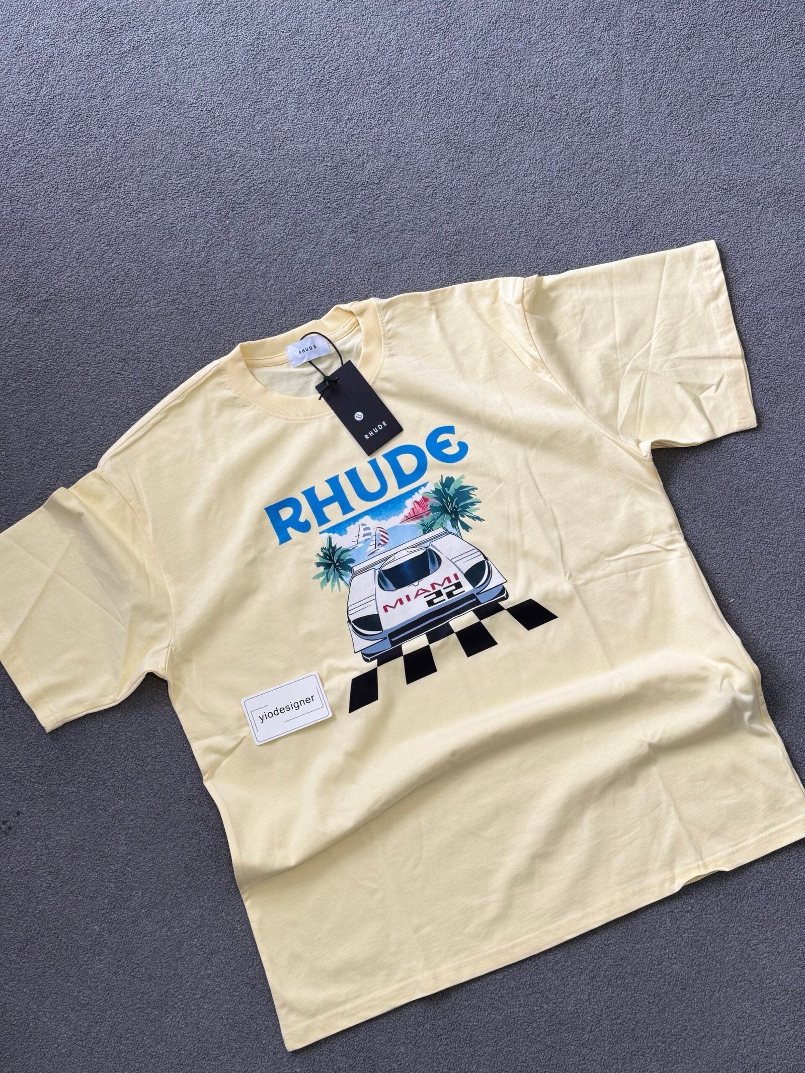 Rhude | Rhude t-shirt Beige | Side View | yiodesigner.co.uk