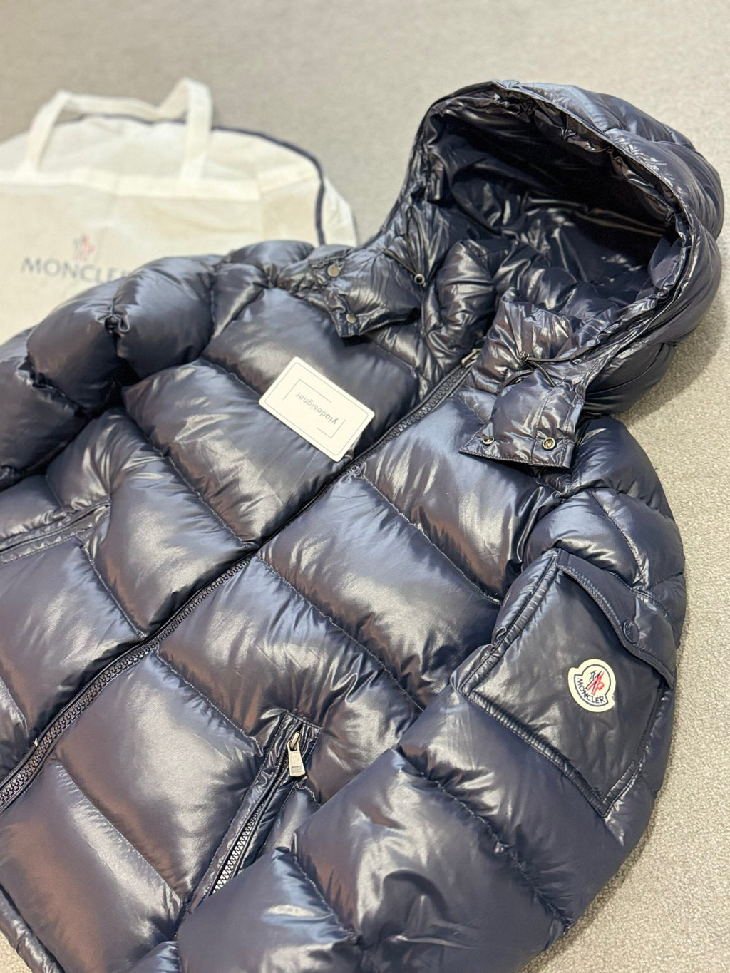 Moncler | Moncler maya navy (coat) | Lifestyle Shot | yiodesigner.co.uk