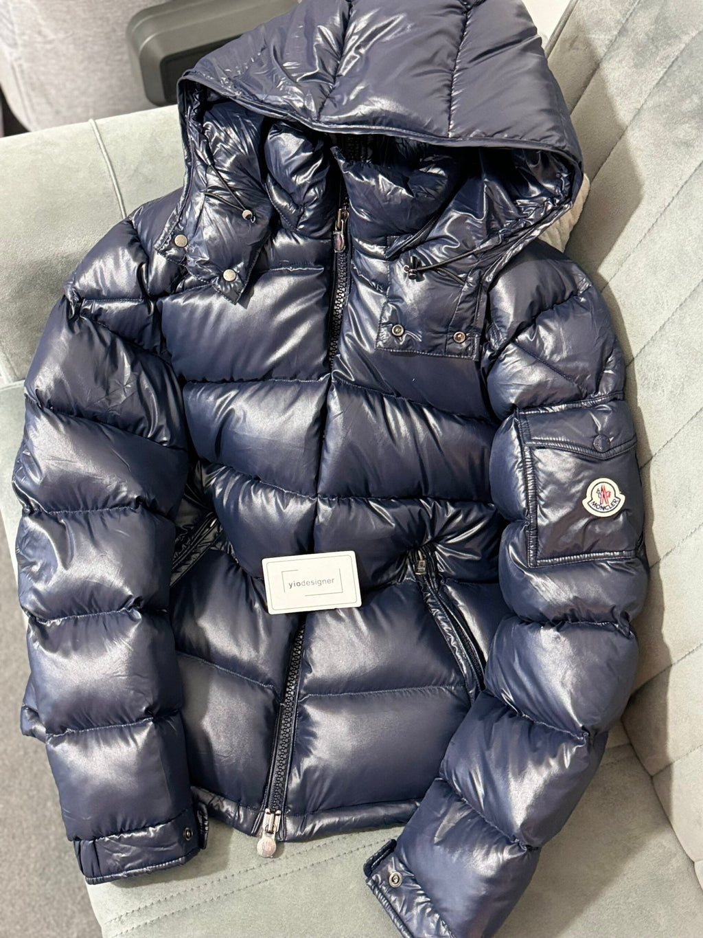 Moncler | Moncler maya navy (coat) | Size 6 | Label View | yiodesigner.co.uk